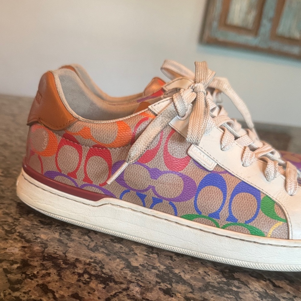 Coach Clip Colorful Logo Pattern Sneakers 10 - Picture 2 of 15